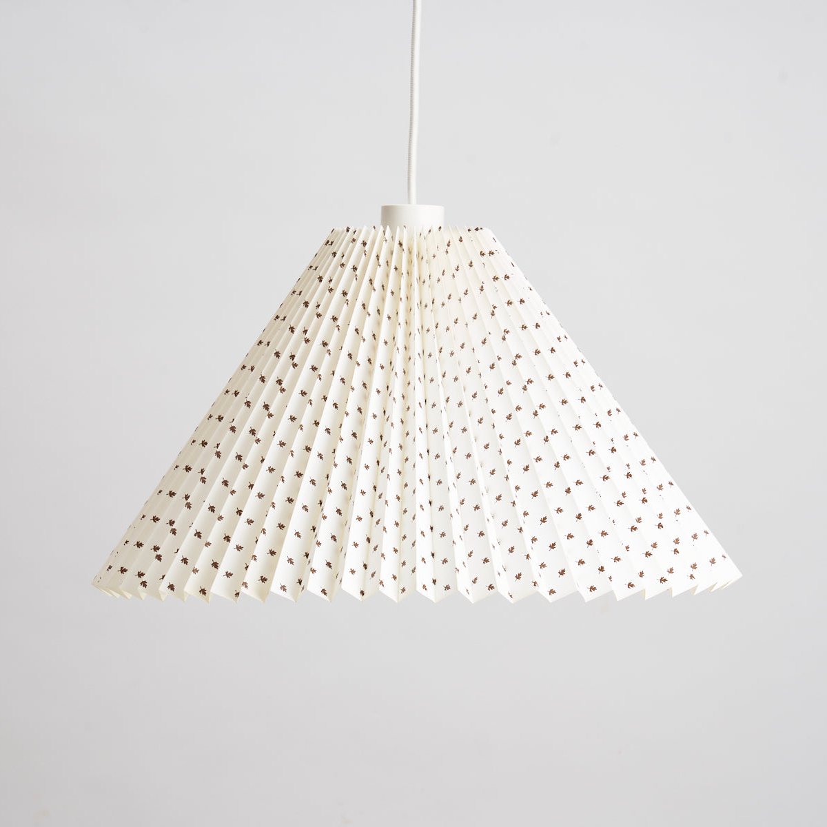 Danish Paper Pendant - White With Brown Leaf Pattern