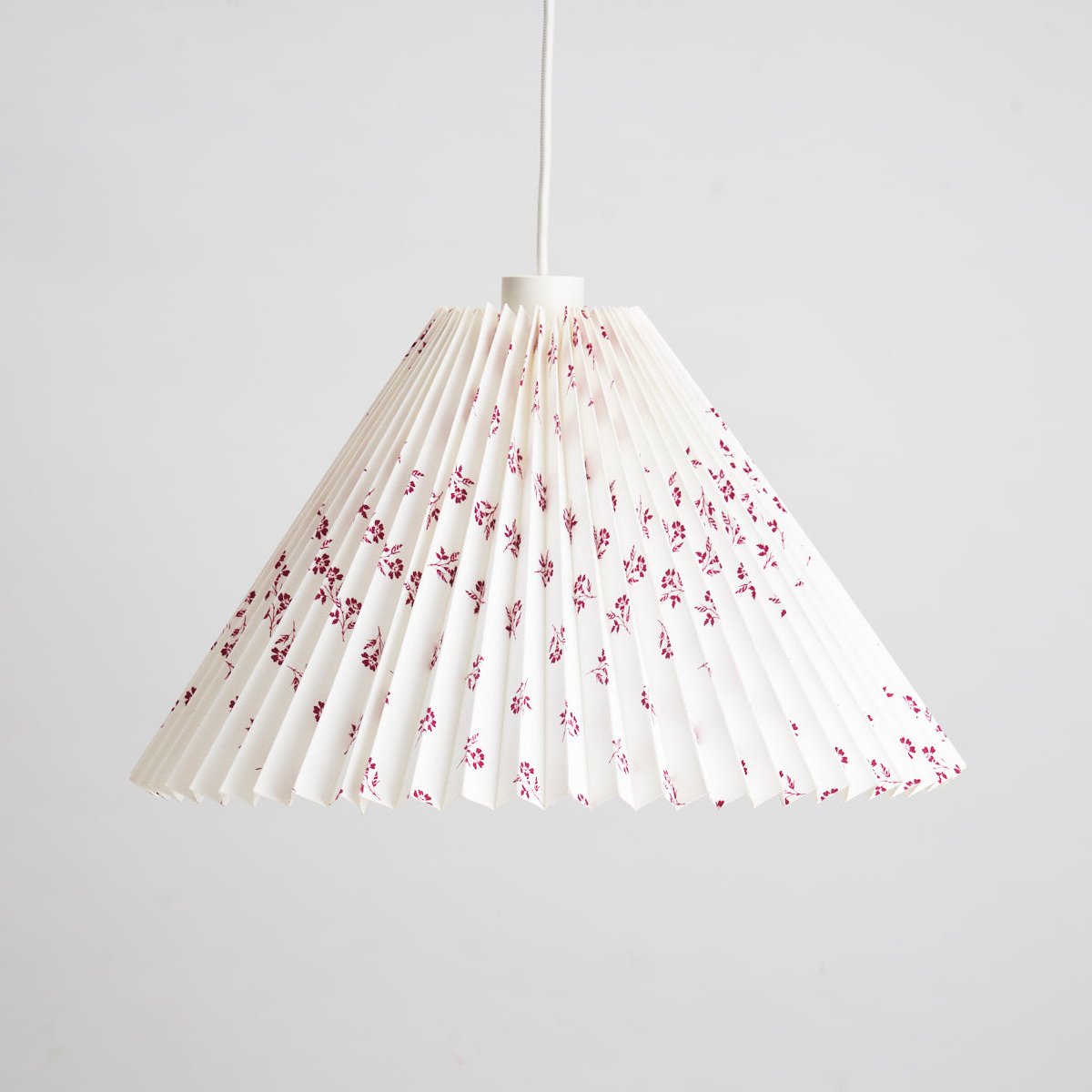 Danish Paper Pendant - White With Red Floral Pattern